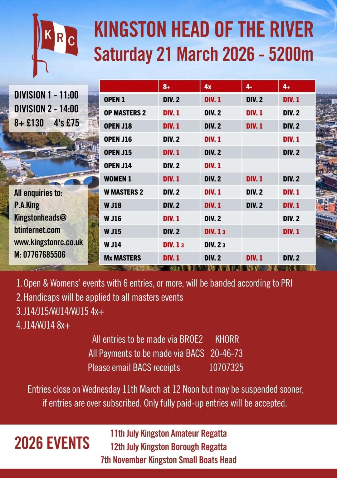 Kingston Head Poster 21st March 2026